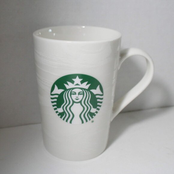 Starbucks White/Green Ceramic Coffee Mug 12 oz - Picture 1 of 4